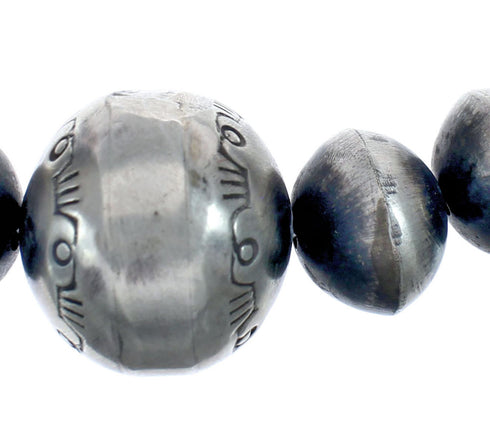 Old Pawn Style Sterling Silver Navajo Bead Necklace AX126084